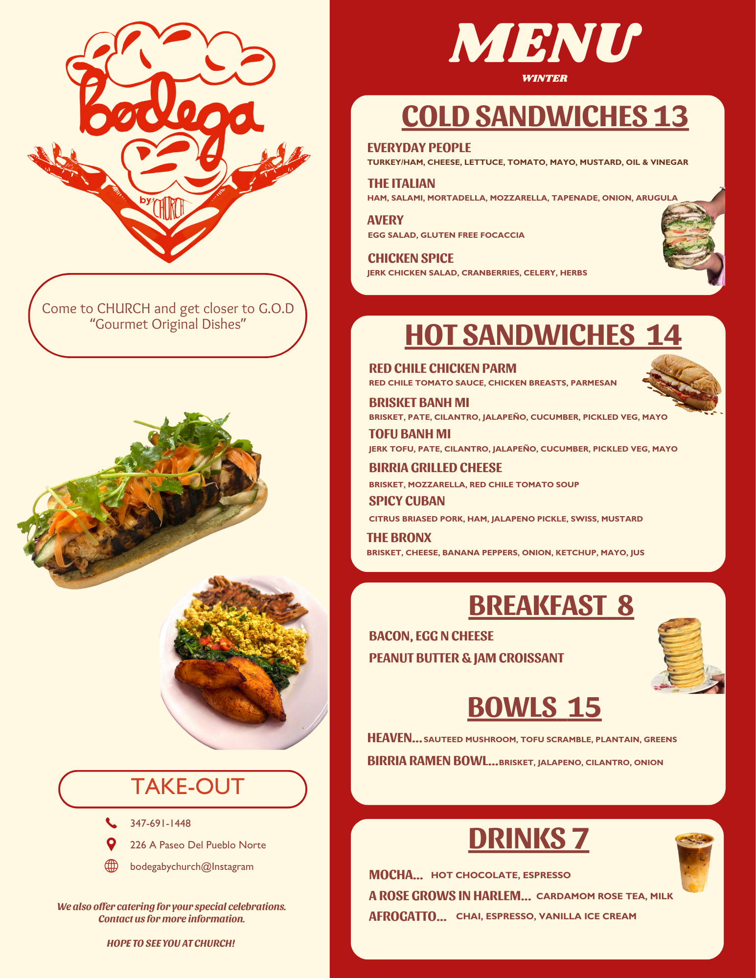 The Godega seasonal menu